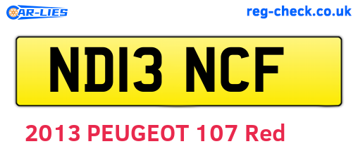 ND13NCF are the vehicle registration plates.