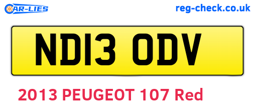 ND13ODV are the vehicle registration plates.