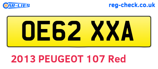 OE62XXA are the vehicle registration plates.