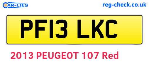 PF13LKC are the vehicle registration plates.
