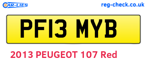 PF13MYB are the vehicle registration plates.