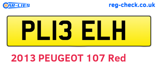 PL13ELH are the vehicle registration plates.