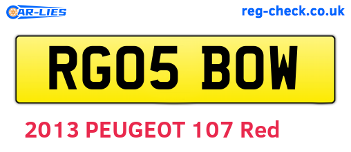 RG05BOW are the vehicle registration plates.