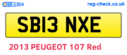 SB13NXE are the vehicle registration plates.