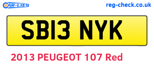 SB13NYK are the vehicle registration plates.