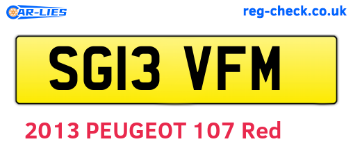 SG13VFM are the vehicle registration plates.