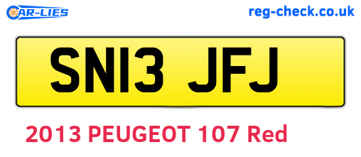 SN13JFJ are the vehicle registration plates.
