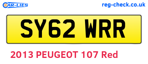 SY62WRR are the vehicle registration plates.