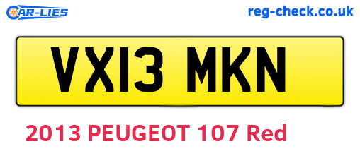VX13MKN are the vehicle registration plates.
