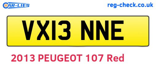 VX13NNE are the vehicle registration plates.