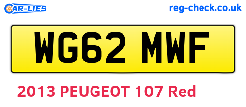 WG62MWF are the vehicle registration plates.