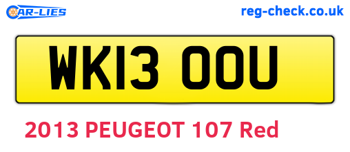 WK13OOU are the vehicle registration plates.