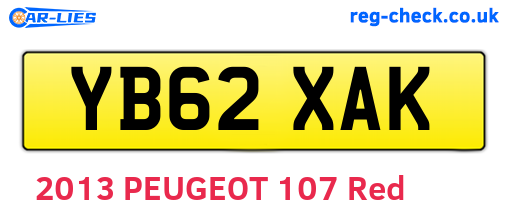 YB62XAK are the vehicle registration plates.