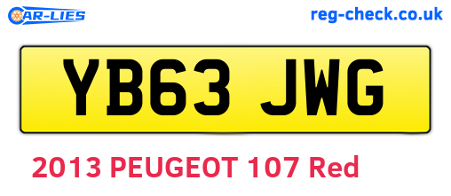 YB63JWG are the vehicle registration plates.