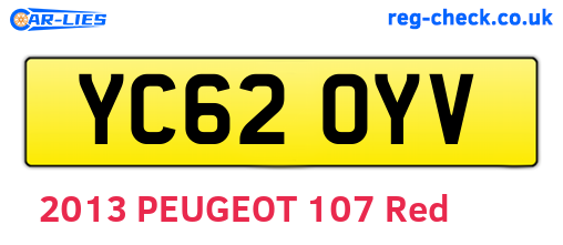 YC62OYV are the vehicle registration plates.