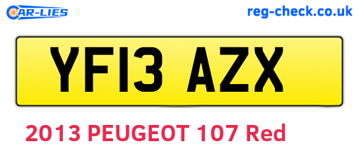 YF13AZX are the vehicle registration plates.