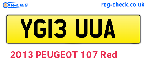 YG13UUA are the vehicle registration plates.