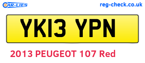 YK13YPN are the vehicle registration plates.