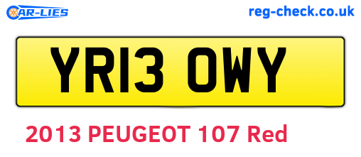 YR13OWY are the vehicle registration plates.