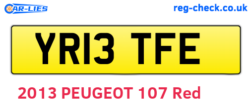 YR13TFE are the vehicle registration plates.