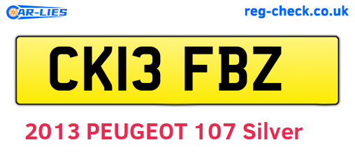 CK13FBZ are the vehicle registration plates.