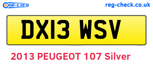 DX13WSV are the vehicle registration plates.