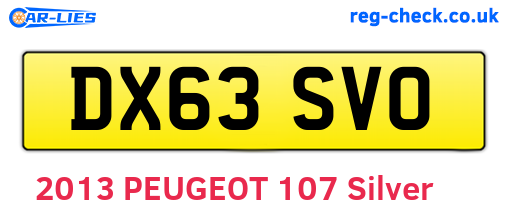 DX63SVO are the vehicle registration plates.