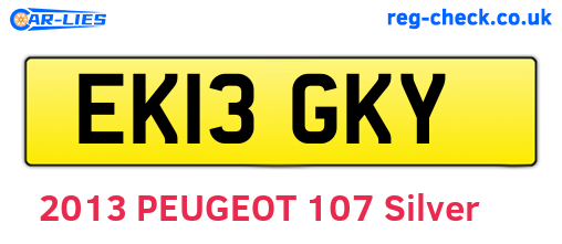 EK13GKY are the vehicle registration plates.