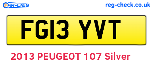 FG13YVT are the vehicle registration plates.