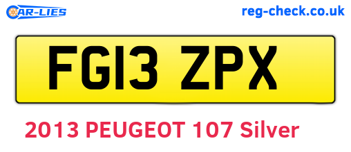 FG13ZPX are the vehicle registration plates.