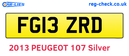 FG13ZRD are the vehicle registration plates.