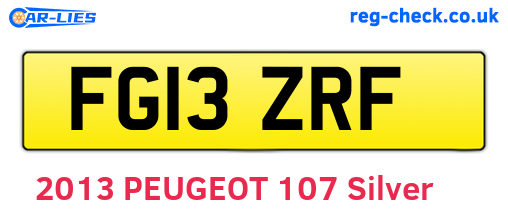 FG13ZRF are the vehicle registration plates.