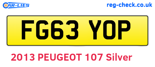 FG63YOP are the vehicle registration plates.