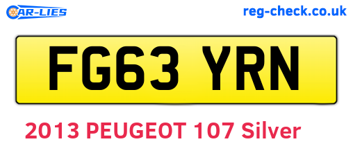 FG63YRN are the vehicle registration plates.