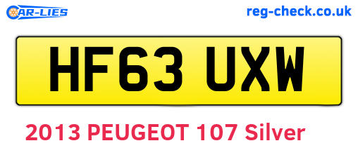 HF63UXW are the vehicle registration plates.