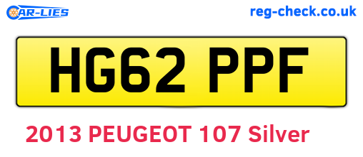 HG62PPF are the vehicle registration plates.