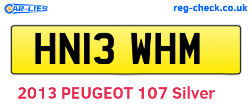 HN13WHM are the vehicle registration plates.