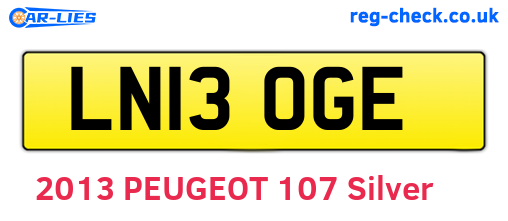 LN13OGE are the vehicle registration plates.