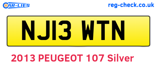 NJ13WTN are the vehicle registration plates.