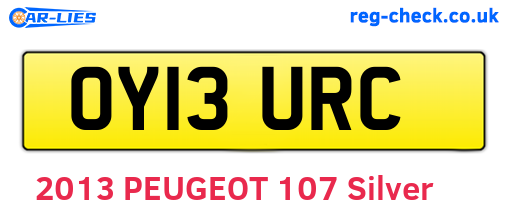 OY13URC are the vehicle registration plates.
