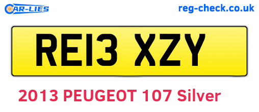 RE13XZY are the vehicle registration plates.