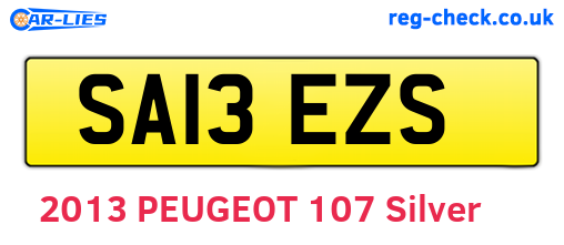 SA13EZS are the vehicle registration plates.