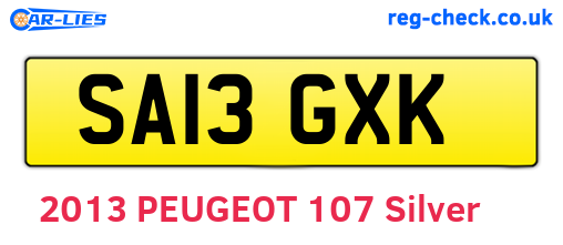 SA13GXK are the vehicle registration plates.