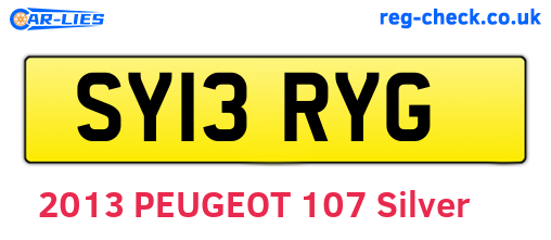 SY13RYG are the vehicle registration plates.