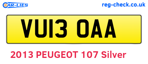 VU13OAA are the vehicle registration plates.