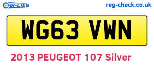 WG63VWN are the vehicle registration plates.