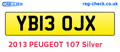 YB13OJX are the vehicle registration plates.