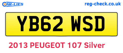 YB62WSD are the vehicle registration plates.