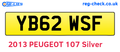 YB62WSF are the vehicle registration plates.
