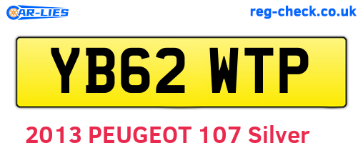 YB62WTP are the vehicle registration plates.